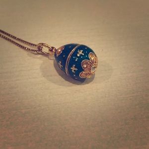 Green faberge egg necklace